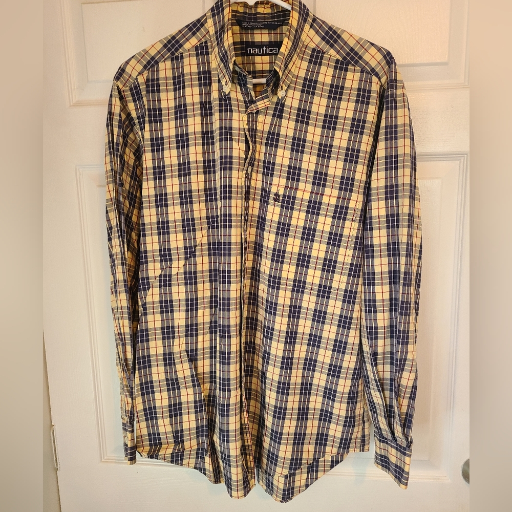(081) Nautica Men's Long Sleeve Dress Shirt, Size: Small / Petite Color: Yellow